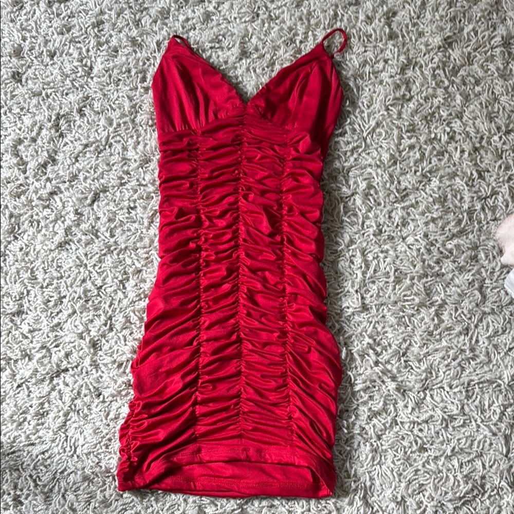 Elegant Red Ruched Dress